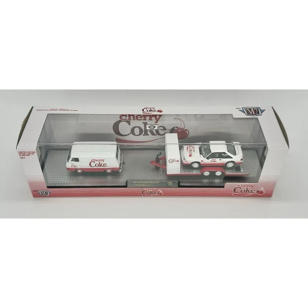 M2 Machines Cherry Coke 1965 Ford Econoline 1990 Mustang GT Auto-Hauler 1:64 NEW